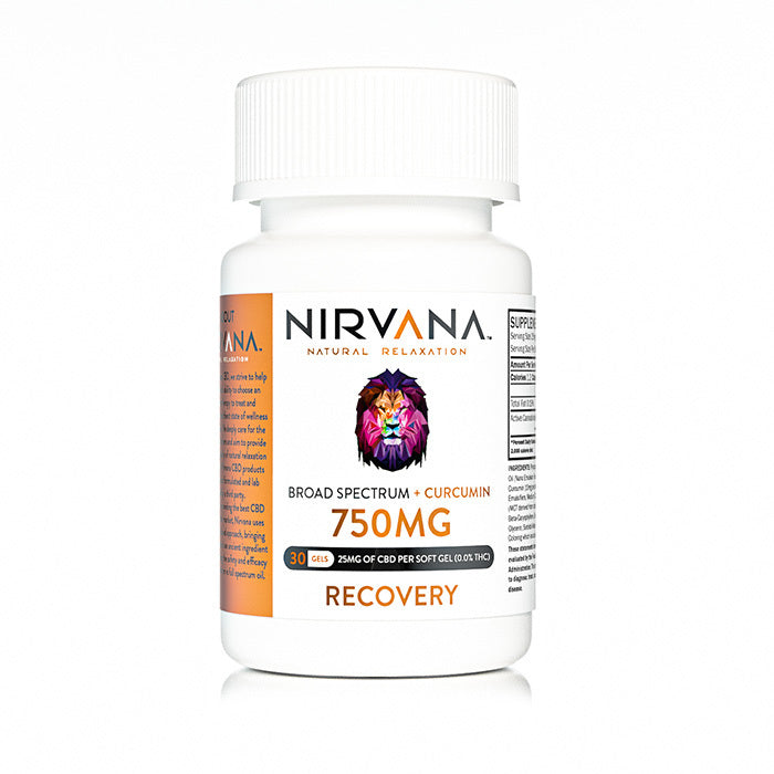 Nirvana CBD + Curcumin (Turmeric) 750mg Gel Capsules - 30 Gels